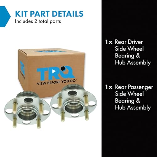 Image of TRQ 2 Piece Rear Wheel Bearing & Hub Assembly Set Compatible with 2000-2006 Honda Insight