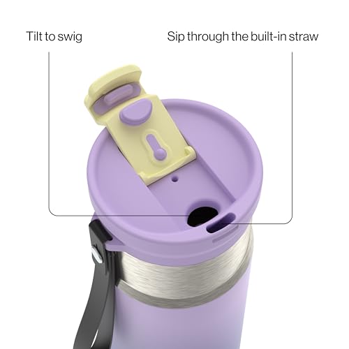 Image of Contigo DualSip 16 oz Compact Stainless Steel Vacuum-Insulated Water Bottle with 2-in-1 Leakproof Lid (Straw or Spout), BPA-Free & Lead-Free, Dishwasher Safe