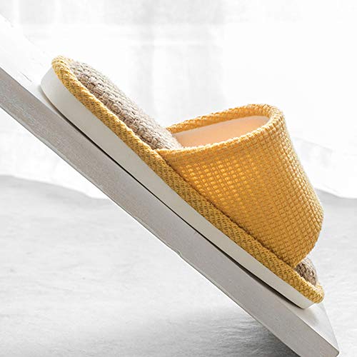 JIFVIK House Slippers for Women and Men - Indoor and Outdoor Cotton Flax, Casual Soft Non-slip Open Toed Mute3