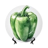 immagine prodotto Piatti decorativi in porcellana Bone China, con supporto, a forma di peperone verde ad acquerello, per cucina, sala da pranzo, armadietto del vino, decorazione per la casa, 20 cm