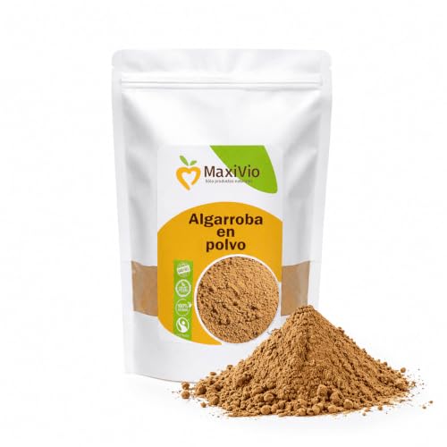 Harina de Algarroba Natural MaxiVio 1 kg | 100% Pura | Sin Azúcar Añadido, Gluten ni Cafeína | Rica en Fibra | Ideal para Repostería, Postres, Batidos y Cocina