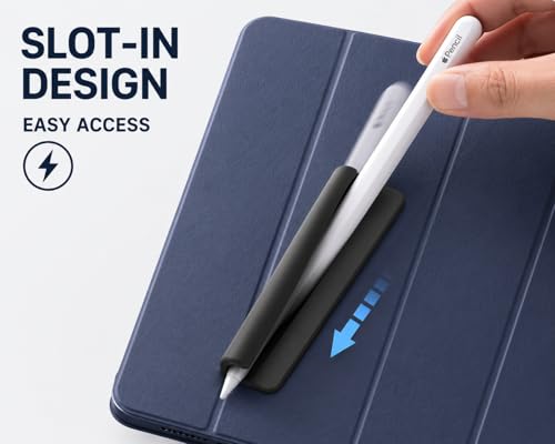 Image of Mizi Silicone Pencil Holder Sleeve for Apple Pencil (USB-C, 1st & 2nd Gen) - Adhesive Stylus Holder for iPad Case, Notebook & Desk, Universal Fit 8-12mm, Reusable Sticky Pen Holder, Black