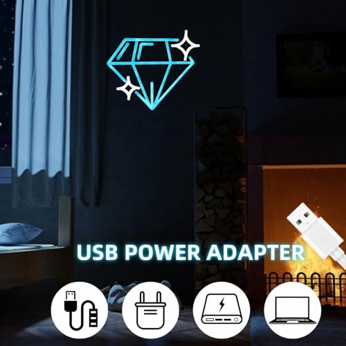 Image of Alluring Brightness, Sparkling Sapphire Diamond LED Neon Sign - USB Powered, Wall-Mounted Light for Jewelry, Makeup Stores, Bars, Parties & Home Decor, 13 inchx14.8 inch