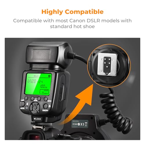 Macro Flash Ring,Ring Flash Canon,K&F CONCEPT Ring Flash Light KF-150C E-TTL Macro Flash Ring with 52 55 58 62 67 77mm compatible with Canon DSLR Camera EOS 1300D 750D 200D 5D Mark 2 IV 80D 650D 600D - Image 3