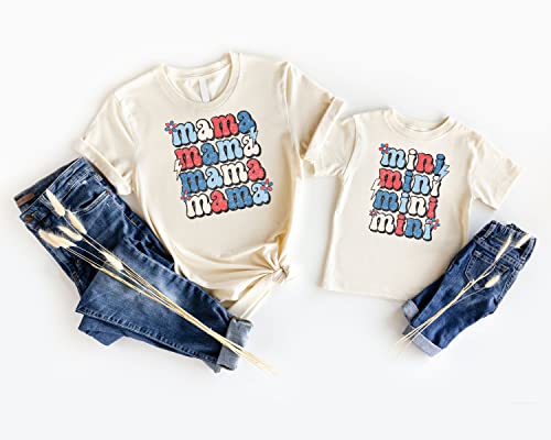 Mommy & Me USA Patriotic Mama Mini 4th of July Shirts for Matching Outfits3