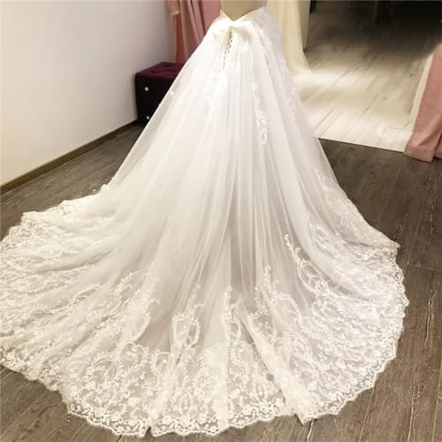 5 Layers Gorgeous Wedding Dress Detachable Train White Overskirt Bridal Tulle Overlay Skirt3