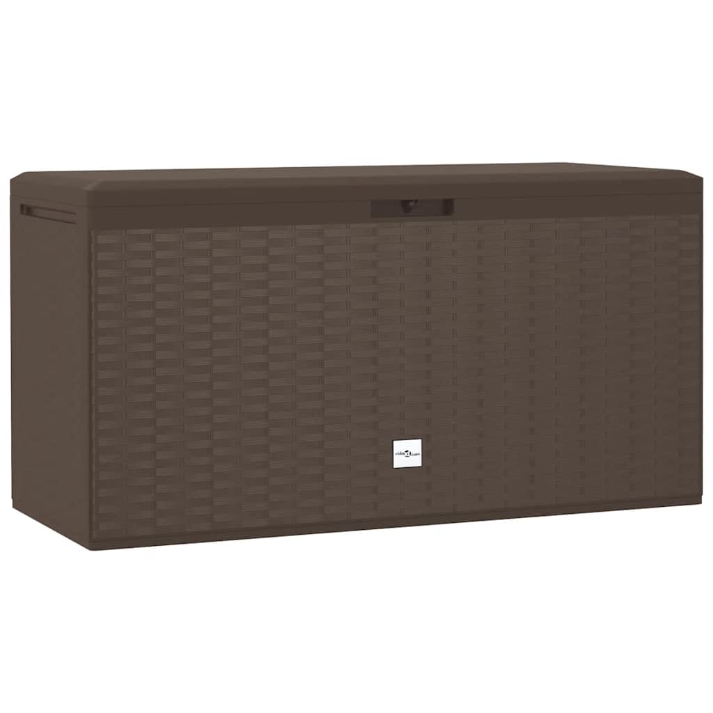 Générique Contenitore da giardino in polipropilene marrone 114 x 47 x 60 cm, contenitore per cuscini, cuscini, coperte e strumenti, design senza tempo per terrazza ed esterno