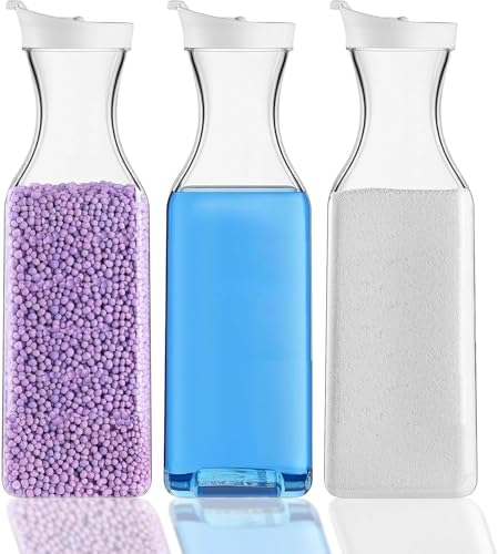 SZKKQKJ 3 unidades de almacenamiento de detergente, caja de 1,5 L para detergente suave, dispensador de detergente en polvo, detergentes líquidos y perlas aromáticas, para uso en detergentes