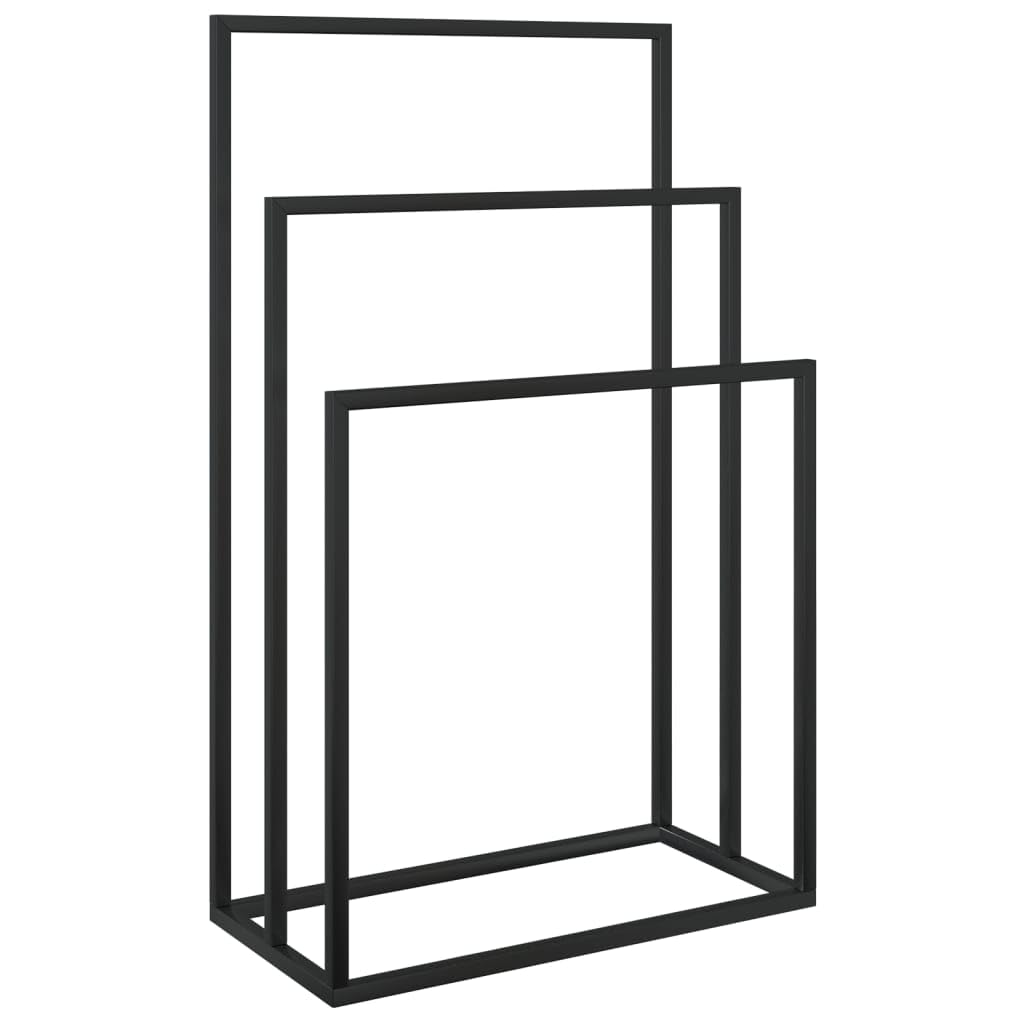 vidaXL Freestanding Towel Rack Accessory Organiser Towel Holder Bathroom Storage Rack Towel Drying Shelf Washclothes Holder Black Iron
