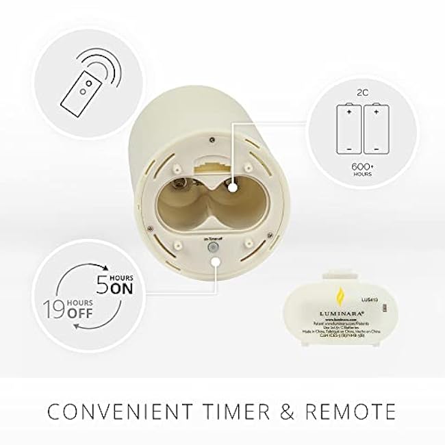 Luminara Realistic Artificial Moving Flame Outdoor Pillar Candle - Moving Flame LED Battery Operated Lights for Outside Christmas, Thanksgiving - Remote Ready - Remote Sold Separately - 3.25 x 5