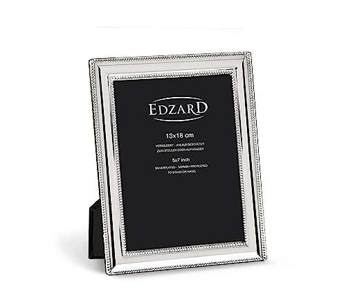 EDZARD Marco de fotos Matera para foto de 13 x 18 cm, plateado, protegido contra el deslustre, pared trasera de terciopelo, con 2 colgadores, portafotos para poner abajo o colgar en la pared