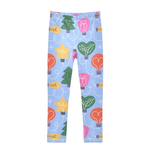 Color Light Bulb Girls Leggings,Workout Leggings for Girls Toddler Athletic Legging Size for 3-10T