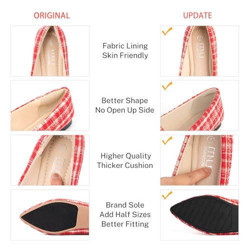 Image of MUSSHOE Black Flats for Women Pointed Toe-Comfortable Business Casual Work Shoes, Dressy Suede Slip On with Memory Foam for Office, Teacher & Standing All Day