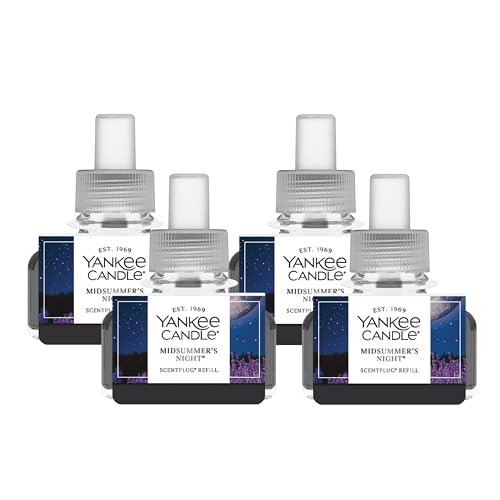 Image of Yankee Candle ScentPlug Refill for Plug in Air Fresheners, Scented Oil Refills, Long Lasting Home Fragrance, Midsummer's Night (Pack of 4)