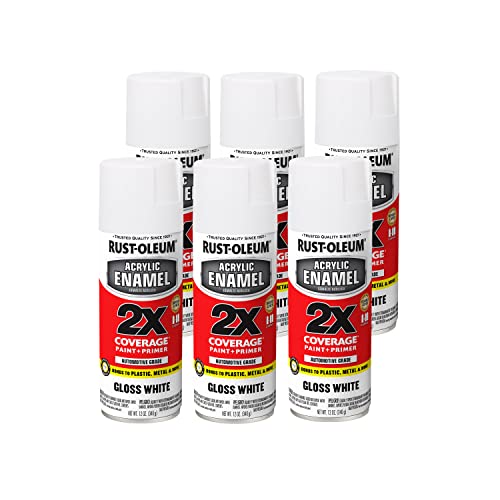 Image of Rust-Oleum 271919-6PK Acrylic Enamel 2X Spray Paint, 12 oz, Gloss White, (Pack of 6)