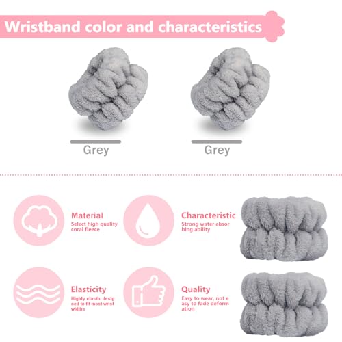 Image of 2pcs Wrist Bands for Washing Face, Microfiber Face Washing Wristbands, Arm Wrist Towels, Spa Face Wash Wristbands, Stretchy Absorbent Wash Band for Woman Children