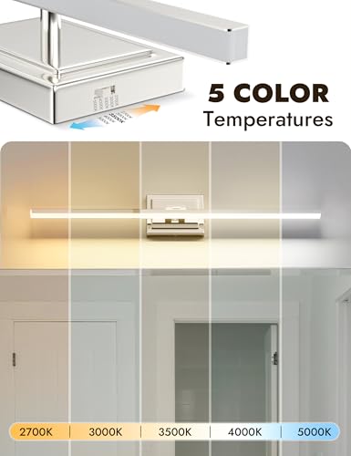 Image of NIORSUN 31.5 Inch Modern Bathroom Light Fixture, 18W 5CCT Dimmable LED Chrome Bathroom Vanity Lights Over Mirror, Vanity Lights for Bathrooms Restroom Mirror- ETL Certified