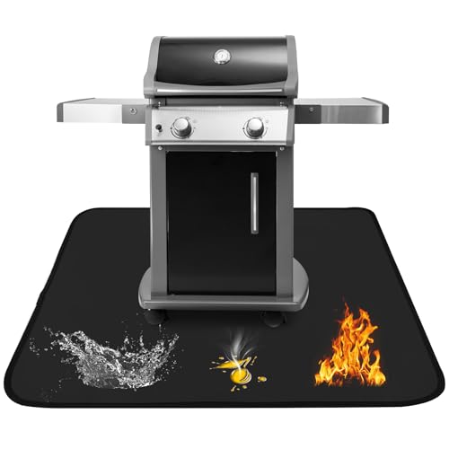 Strehknewen Tappetino Barbecue Ignifugo 79x61cm, Tappeto Protettivo per Grill, Camino e Braciere, Impermeabile & Resistente all’Olio, Protezione Pavimento per Terrazzo e Balcone