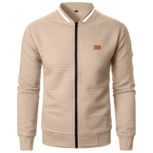 Quilted Bomber Jacket Men Lightweight Fall Zip Up Jacket with Sleeve Pocket - image 4