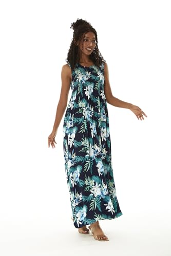 Image of Family Matching Hawaiian Clothes, Orchid Breeze Navy | Lightweight 100% rayon • Family matching outfits • Beach vacations • Luaus • Cruises • Family photos