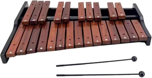 Vilom 卓上木琴 25音 コンパクト グロッケンシュピール パーカッション 打楽器 音楽教育玩具 木製 演奏用 おもちゃ ギフト 小型 持ち運び便利 音感教育 (マホガニー)
