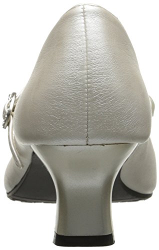 Swea Pea & Lilli Girl's Peep Toe Dress Shoe with Satin Flowers Ivory 4