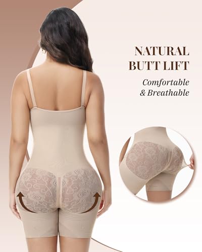 Image of SHAPESHE Shapewear for Women Faja Colombianas Moldeadoras Seamless Bodysuit | Built In Underwire, Short with Nipple Cover,Anti-slip Silicone Strips, Zipper Closure, Tummy Control, Butt Lifting,