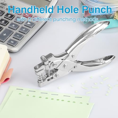 CAETOUNG 2 in 1 Badge Slot Hole Punch for ID Cards, Heavy Duty Hand Punch Metal Hole Puncher for PVC Material, Business Cards, Paper and Cardstock (5mm Round Hole &13mm X 3mm Slot Hole, Silver) - Image 6