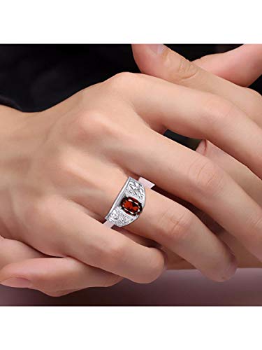Image of Rylos Men's Rings Designer Nugget Ring: Oval 9X7MM Gemstone & Sparkling Diamonds - Color Stone Birthstone Rings for Men, Sterling Silver Rings in Sizes 8-13. Mens Jewelry