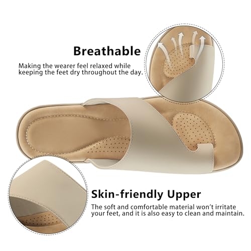 Image of Reimferce Summer Flat Sandals for Women: Comfortable Walking Dressy Slides for 2026 - Ladies Orthopedic Casual Shoes Indoor Outdoor