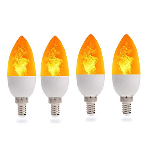 YLJXXY Dynamisch Emulation LED Flammen Glühbirne E14/E26/E27 Warmweiss Flammenlicht Birnen Leuchtmittel für dekorativ Retro Garten Hochzeit,4 Stück,E27 Cover