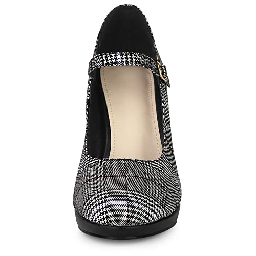 Allegra K Women's Houndstooth Platform Stiletto Heels Mary Janes Pumps2