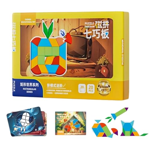 Tangrams para : magnético de Tangram Interactivo portátil, 21,5 x 15 x 3 cm | para Fiesta en casa, Noche de Juegos, Aula, jardín de Infantes, niñas,