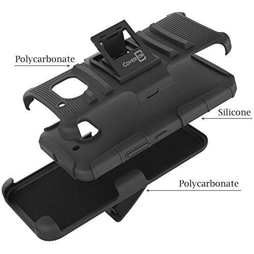 Htc 10 Holster Case, Coveron [Explorer Series] Holster Hybrid Belt Clip Hard Phone Cover For Htc 10 - Black & Black #TOP3