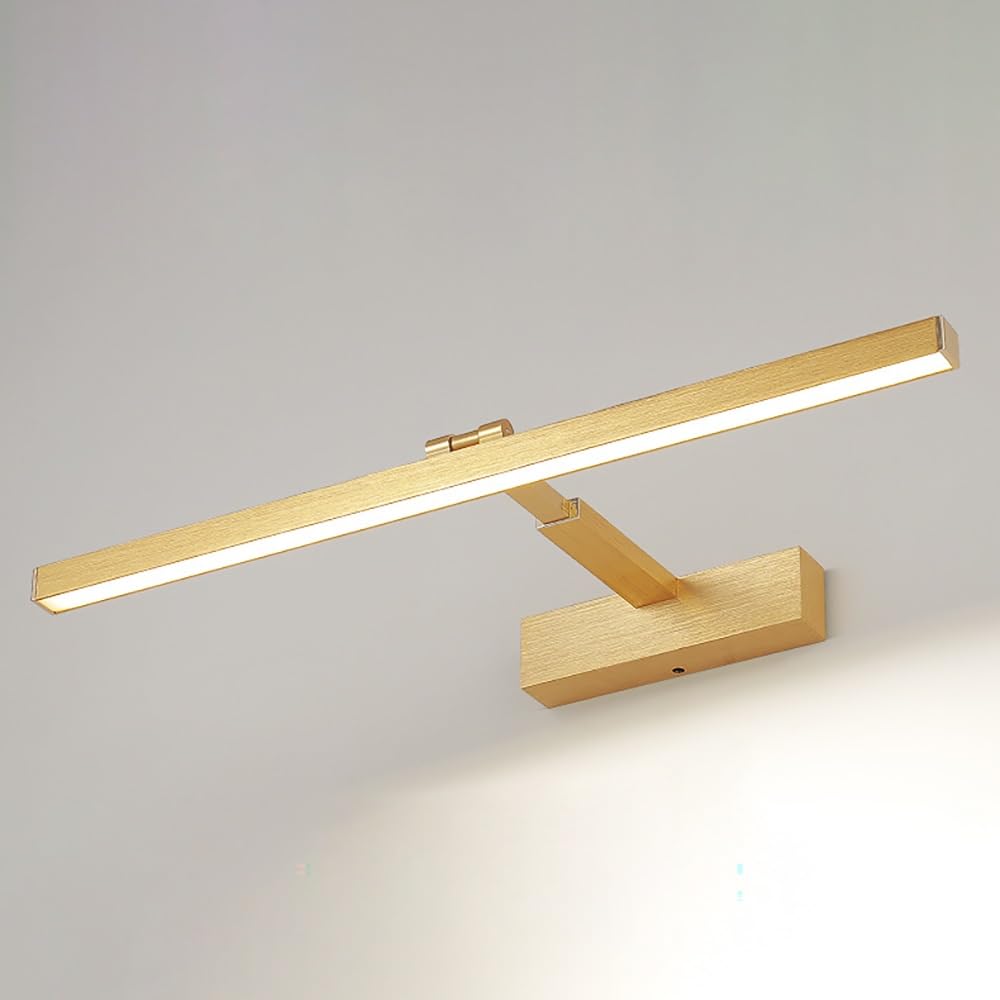Lampada Specchio Bagno Oro LED Lineare, Applique Bagno Estensibile Rotabile Luce per Specchio Design Minimalista Rasatura Trucco(White,60cm/23.62in)