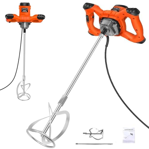 2600W Electric Paddle Mixer Concrete Mixer Machine with 6 Speed Adjustable, M14 Threaded Rod, Long Power Cable, 230V Plaster Mixing Tool for Mixing Feed, Plaster, Paint, Cement, Mortar