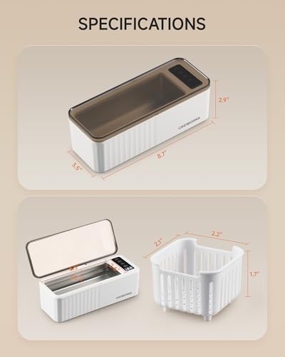 CREWORKS Ultrasonic Jewelry Cleaning Machine, 15.2 oz. Sterling Silver Jewelry Cleaner with 4 Timer Settings, Professional Stainless Steel Ultrasound Cleaner for Glasses Ring Coin Makeup Brush