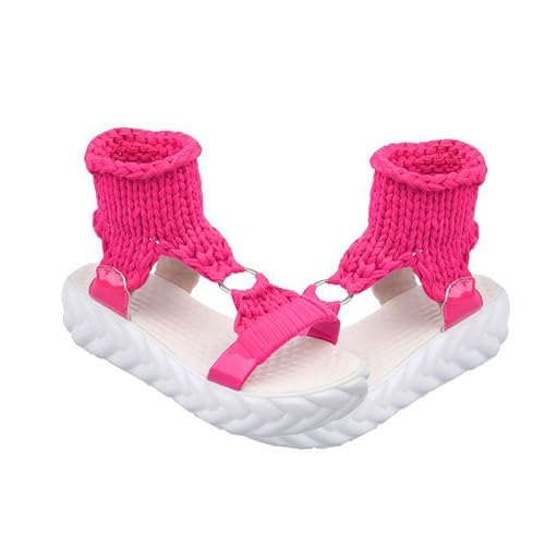 Exusiai Women's Crochet Platform Sandals - Comfy Wool Open Toe Casual Chunky Shoes Fashion Summer Beach Sandals2