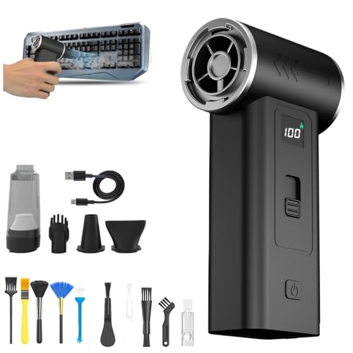 2 in 1 Compressed Air Duster-130000RPM Vacuum & Super Power Cordless Air Duster,100-speed infinitely Adjustable,air Duster Rechargeable-for Keyboard, House, Outdoor and Car
