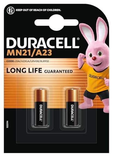 DURACELL MN21 (2 Pack) Specialty Alkaline Battery 12V (A23/23A/V23GA/LRV08/8LR932) Long life guarantee For Remotes Wireless Doorbells Security Systems 5Year Storage Guarantee -Leak Prevention