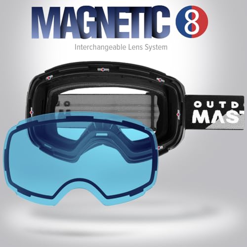 Image of OutdoorMaster Ski Goggles PRO - Frameless, Interchangeable Lens 100% UV400 Protection Snow Goggles for Men & Women ( Black Frame VLT 60% L.Blue Lens and Free Protective Case )