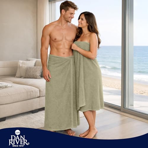 Image of DAN RIVER Pack of 1 Jumbo Bath Sheet 40x80 Inches, Extra Large Bath Towels, Luxury Quick Dry Cotton Oversized Towel for Bathroom - Beige