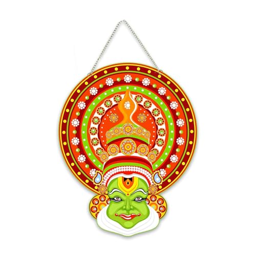 Kathakali Face Wooden Wall Hanging, Traditional Indian Art Decor, Decorative