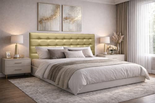ONEK-DECCO Cabecero Mod. Kansas con Botones tapizado en Polipiel Acolchado de Dormitorio Medidas Cabezal de Cama niño, Juvenil y Matrimonio (160x70, Plata)