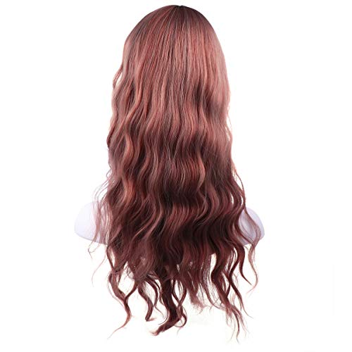 FRCOLOR Peruca Longa Ondulada Feminina Marrom Loira Encaracolada Peruca Parte Do Meio Peruca Natural