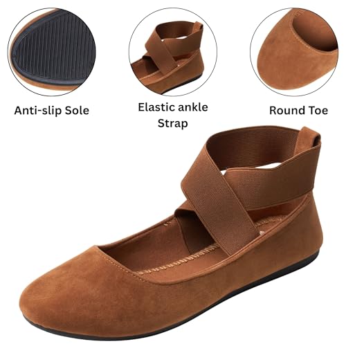 Alpine Swiss Peony Ballet Flats Shoes for Women | Elastic Ankle Strap Flats | Round Closed-Toe | Slip On Loafers | Padded for Comfort | Runs Small3