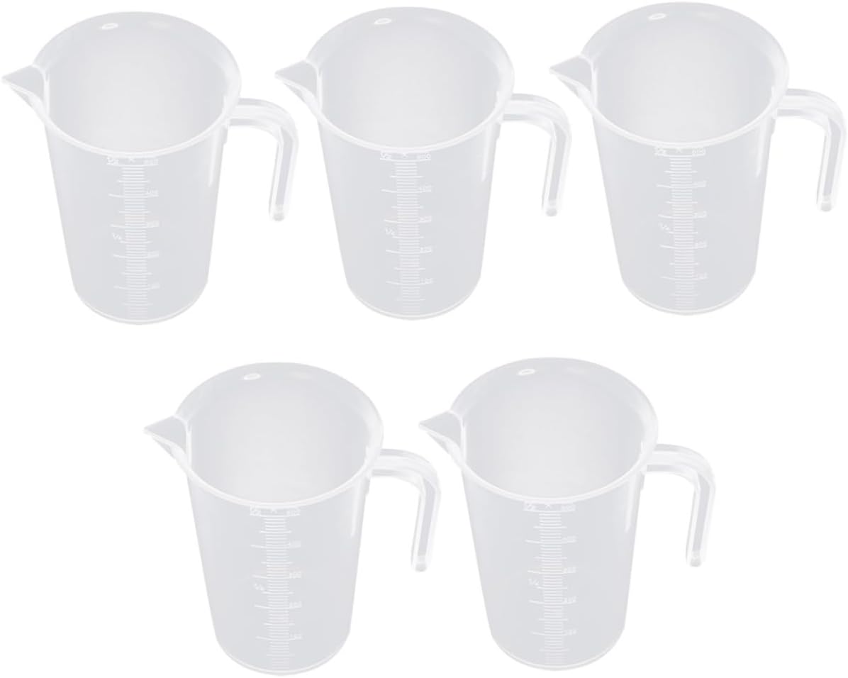 PRETYZOOM 5pcs Transparent Measuring Cup Material Liquid Measuring Jugs for Kitchen Baking Accurate Graduation Marks No Lid