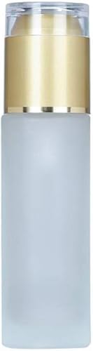 Miniatura 2 de 3 botellas vacías de repuesto de lujo portátiles forsted de vidrio transparente con bomba de loción para botellas con tapa dorada, maquillaje