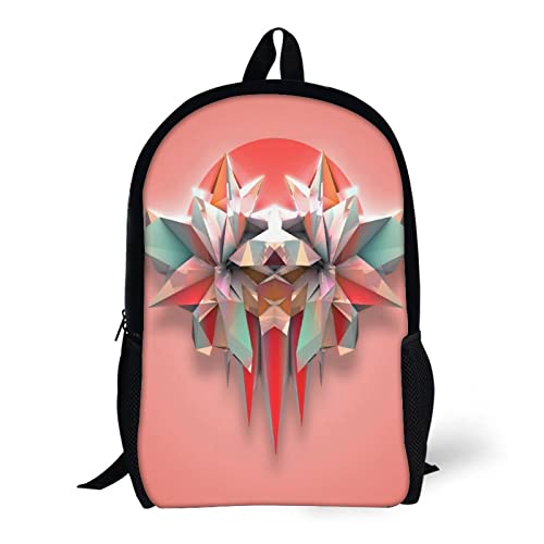 Sac à dos d'école enfants 17 pouces mode casual avec imprimé 3D géométrique - 5