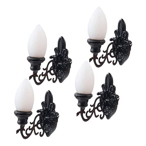 SHINEOFI 4Pcs Mini Luminous Wall Lamp Decorative Tiny Wall Lights for DIY Miniature Houses and Sand Table Models Warm Light Durable and Realistic Design